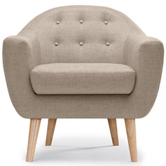 Fauteuil scandinave pieds en bois Savoy Tissu beige