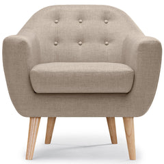 Fauteuil scandinave pieds en bois Savoy Tissu beige