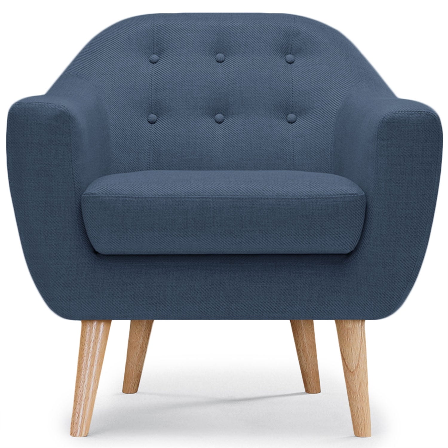 Fauteuil scandinave pieds en bois Savoy Tissu bleu