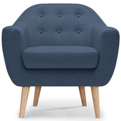 Fauteuil scandinave pieds en bois Savoy Tissu bleu