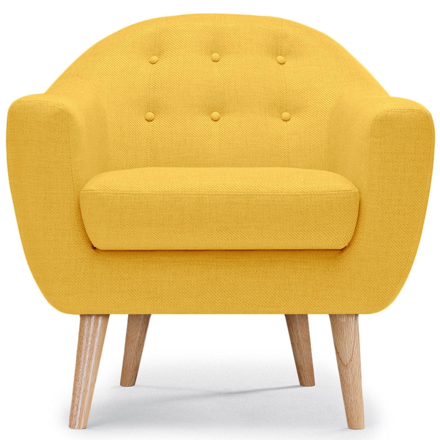Fauteuil scandinave pieds en bois Savoy Tissu jaune