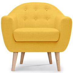 Fauteuil scandinave pieds en bois Savoy Tissu jaune