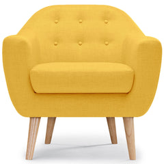 Fauteuil scandinave pieds en bois Savoy Tissu jaune