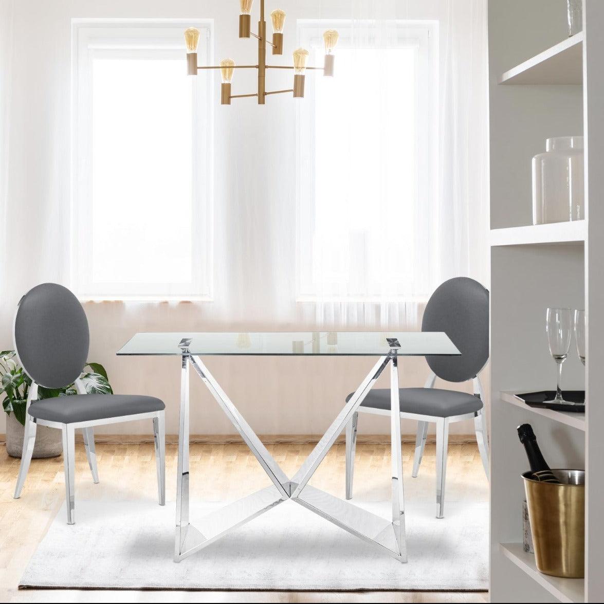 Lot de 2 chaises médaillon Sofia Simili Gris