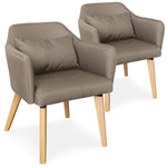Ensemble de 2 fauteuils scandinaves en tissu taupe Shaggy