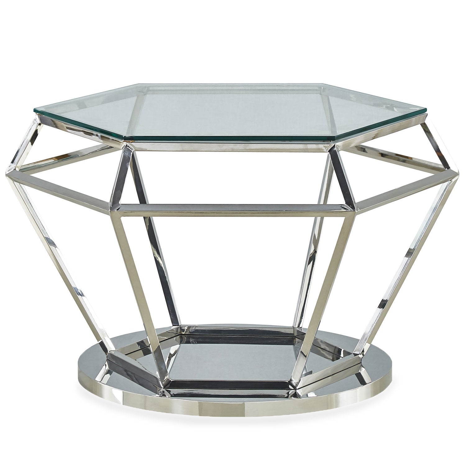 Table basse Aston en Verre Transparent et Pieds Argent