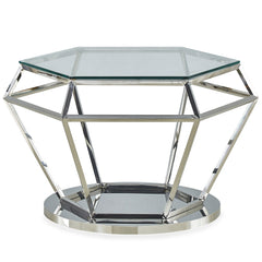 Table basse Aston en Verre Transparent et Pieds Argent