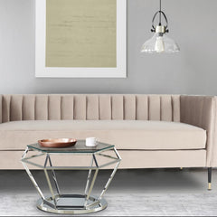 Table basse Aston en Verre Transparent et Pieds Argent