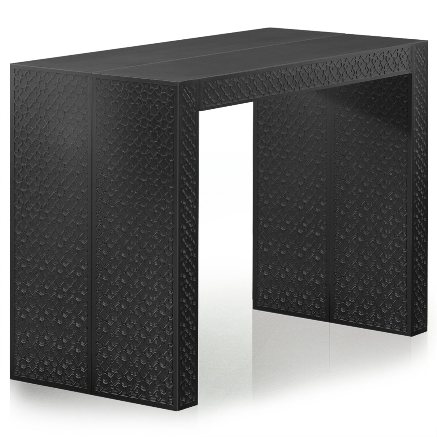 Table console extensible 200cm moulures orientales Nassau Morocco Noir mat