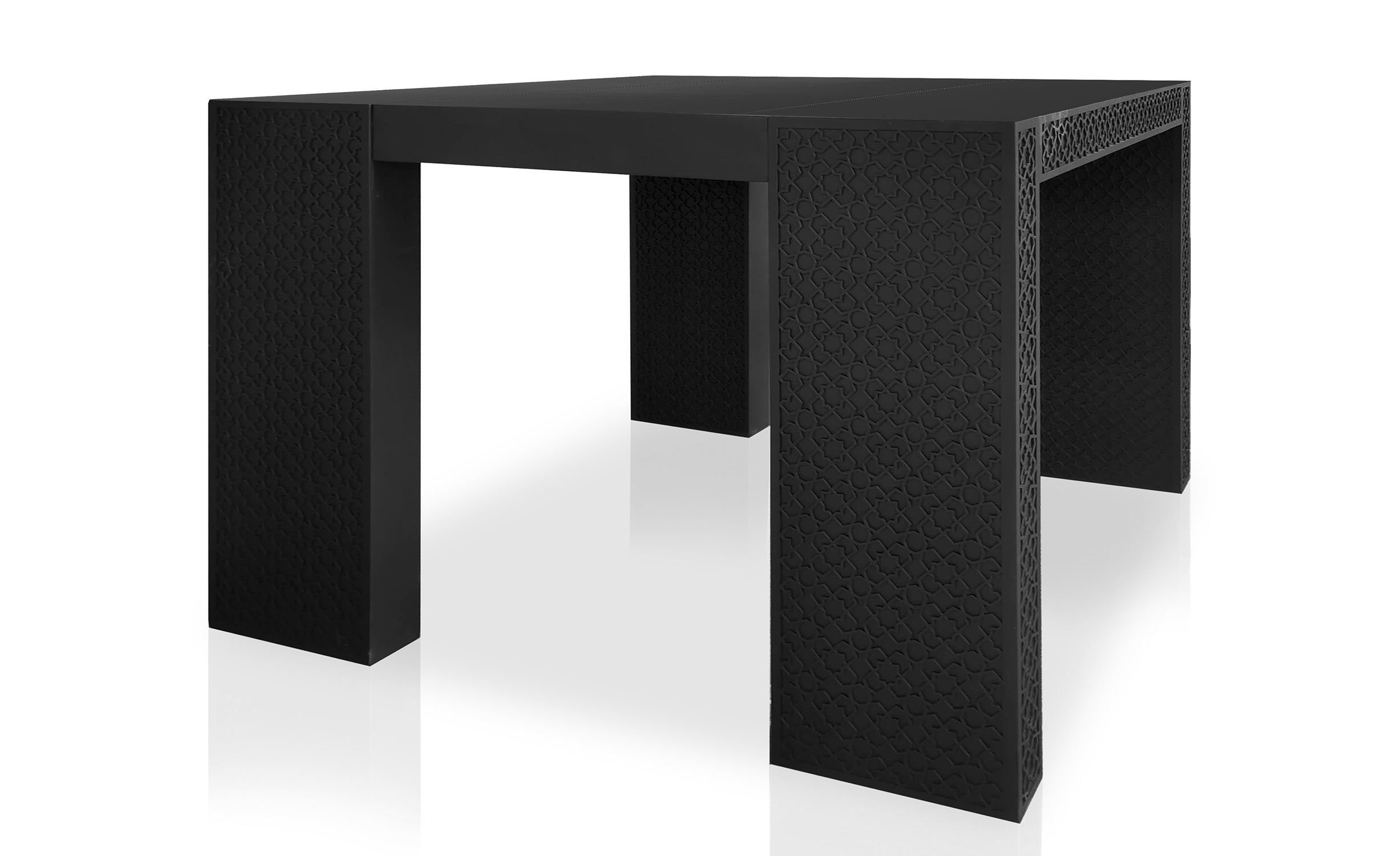 Table console extensible 200cm moulures orientales Nassau Morocco Noir mat