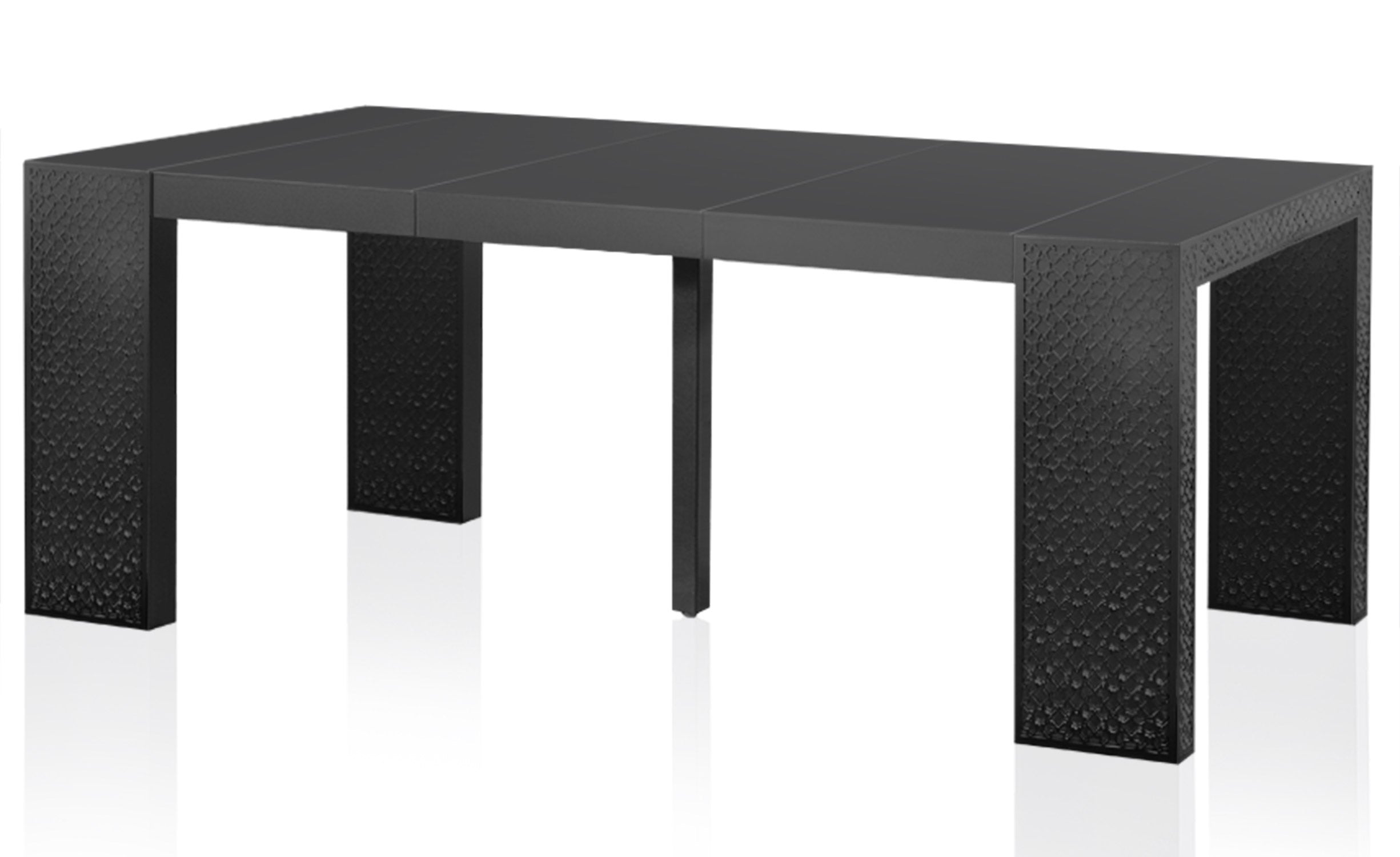 Table console extensible 200cm moulures orientales Nassau Morocco Noir mat