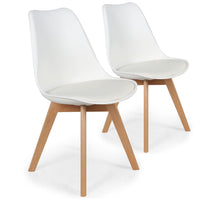 Lot de 2 chaises scandinaves en bois naturel couleur blanche
