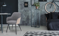 Lot de 2 Chaises / Fauteuils Unika Tissu Gris et Beige