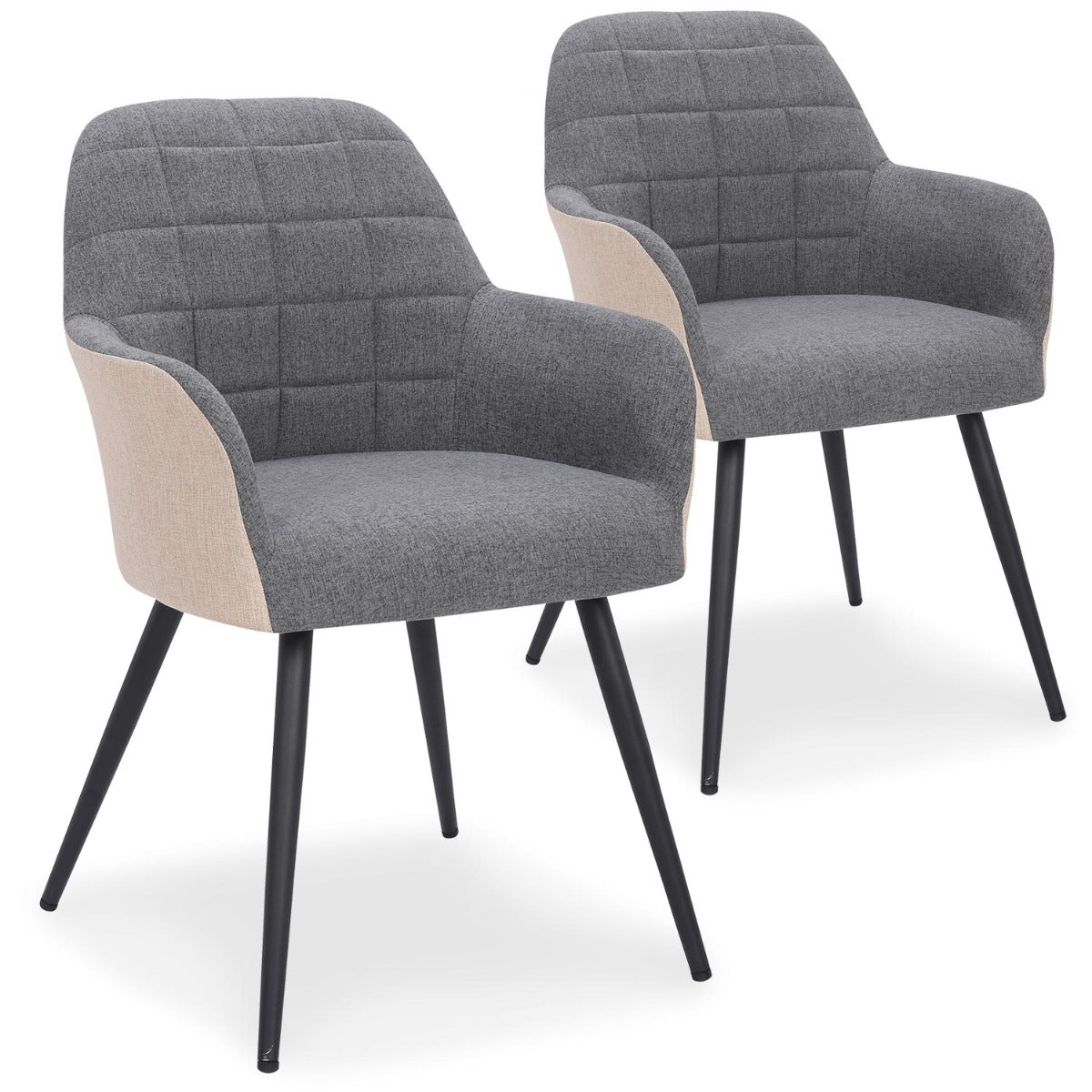 Lot de 2 Chaises / Fauteuils Unika Tissu Gris et Beige