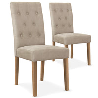 Ensemble de 2 chaises en tissu beige avec pieds en bois