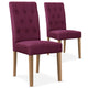 Lot de 2 chaises en tissu violet avec pieds en bois