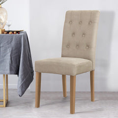 Ensemble de 2 chaises en tissu beige avec pieds en bois