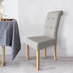 Lot de 2 chaises Adam en tissu beige avec pieds en bois