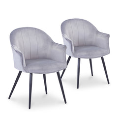 Lot de 2 Fauteuils Williams Velours Argent