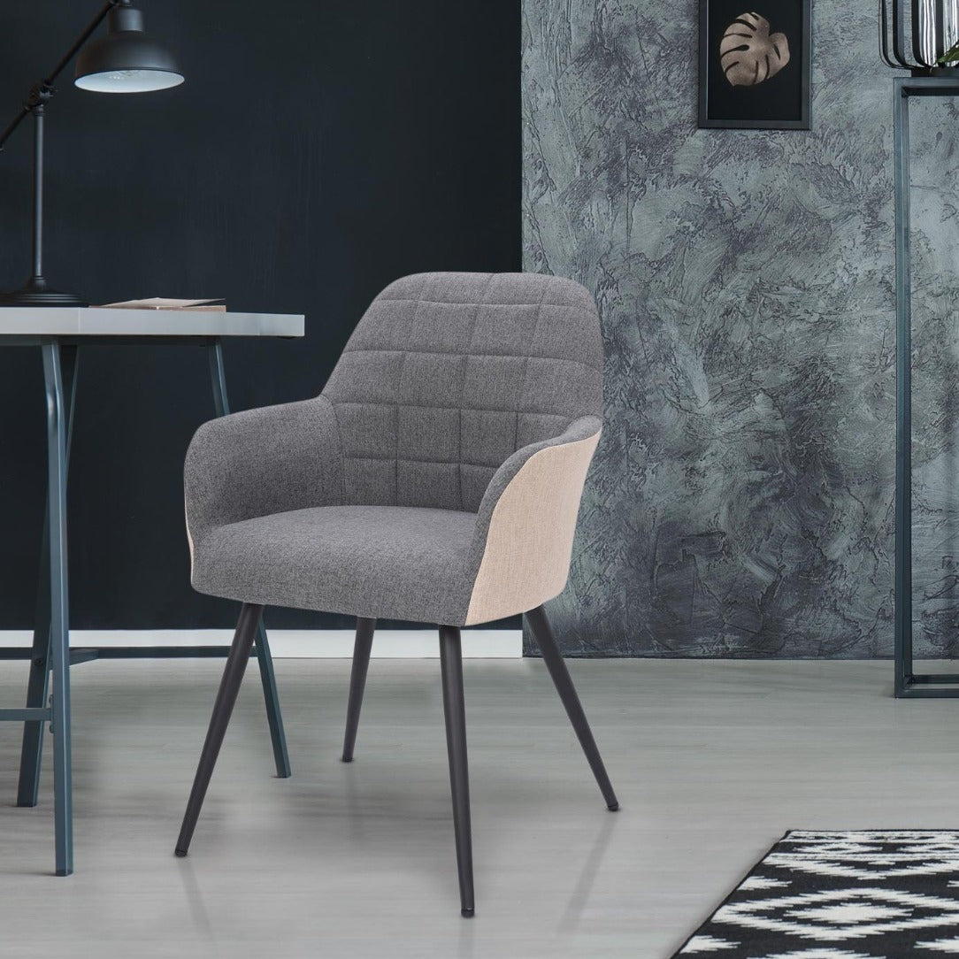 Lot de 2 Chaises / Fauteuils Unika Tissu Gris et Beige