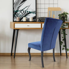 Lot de 2 chaises en tissu bleu avec pieds en bois